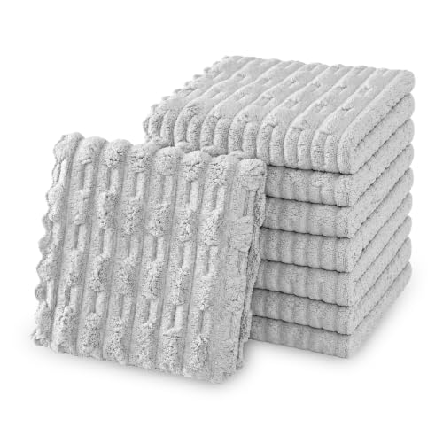 kimteny Microfiber Dish Cloths for Washing Dishes 8 Pack, Light Grey - color: Light Grey, size: 12 x 12 - 8 Pack