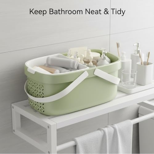 Pulseplay Plastic Shower Caddy Basket,Storage Basket with Handle Green - color: Green