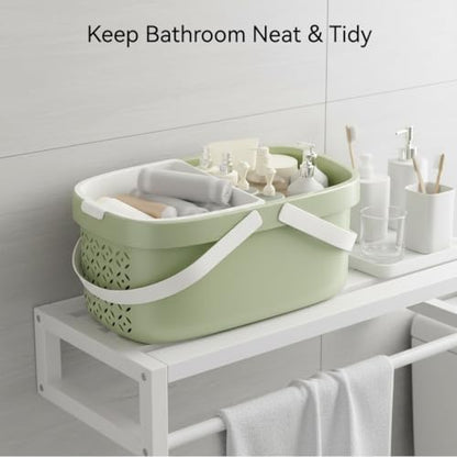 Pulseplay Plastic Shower Caddy Basket,Storage Basket with Handle Green - color: Green