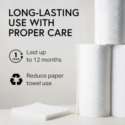 Swedish Wholesale Dishcloths Reusable 8" x 7" Sponge Cloths, Bulk 10 Pack of High Absorbent Cellulose Dish & Kitchen Cleaning Hand Towels, Wring to Dry & Machine Wash, Odor Resistant, White - color: White