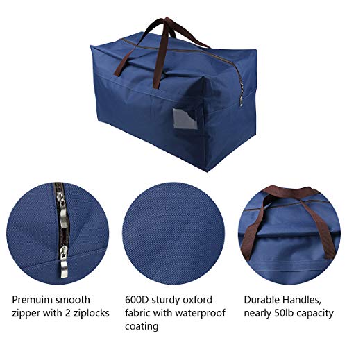 AMJ Heavy Duty Extra Large Moving Bags with Handles & Zippers, Storage Totes for Space Saving, Perfect Organization System (Blue - Set of 2) - color: Blue, 2pcs