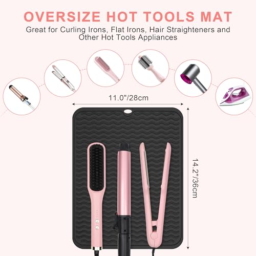 Oversize Silicone Heat Resistant Mat for Hair Tools - color: Black