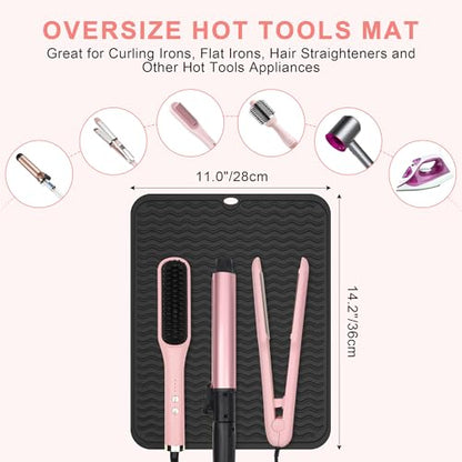 Oversize Silicone Heat Resistant Mat for Hair Tools - color: Black