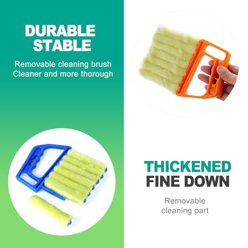 slaixiu 4-Pack 7 Finger Window Blind Cleaner Duster Tool, Washable Mini Blinds Cleaner Brush for Wood, Vinyl Shutters, AC Air Vent, and Car Fan Dusting