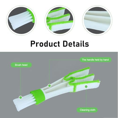 3 PCS Mini Duster for Car Air Vent, 3 Arm Soft Microfiber Dashboard Cleaner, Detachable Washable Brush Head Cleaning Tool, for Window Blinds & Keyboard & AC Vents & Fans (Green)