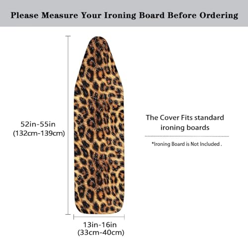 Leopard Print Ironing Board Cover and Pad 15 X 54 Thick Padding with Elastic Edge Ironing Board Pad for Standard Size Boards Table Top Ironing Board Cover Sleeve Brown - color: Leopard Print