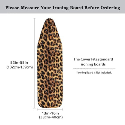 Leopard Print Ironing Board Cover and Pad 15 X 54 Thick Padding with Elastic Edge Ironing Board Pad for Standard Size Boards Table Top Ironing Board Cover Sleeve Brown - color: Leopard Print
