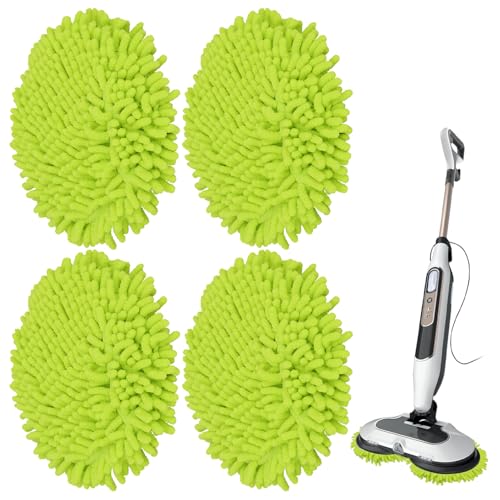 Microfiber Chenilles Pads for Shark Steamer S7001 s7020 s7000amz s7000 s7001tgt s7201 s8201 S7005 s8001 Series Rotating Steam Scrubber,Scrub Sanitize at The Same,Round Scrubbing Mop Replacement Pad - color: 4 Green Microfiber Chenilles Pads