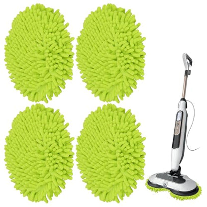 Microfiber Chenilles Pads for Shark Steamer S7001 s7020 s7000amz s7000 s7001tgt s7201 s8201 S7005 s8001 Series Rotating Steam Scrubber,Scrub Sanitize at The Same,Round Scrubbing Mop Replacement Pad - color: 4 Green Microfiber Chenilles Pads