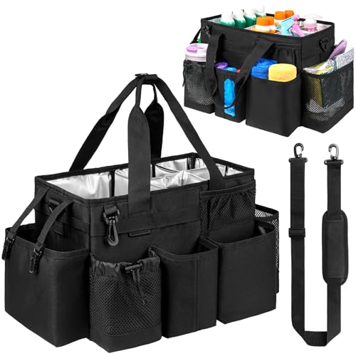 Cleaning Caddy Bag, Cleaning Supplies Organizer for Housekeepers, Housekeeping Caddy with Handle and Detachable Padded Cushion, Black - color: Black, size: M