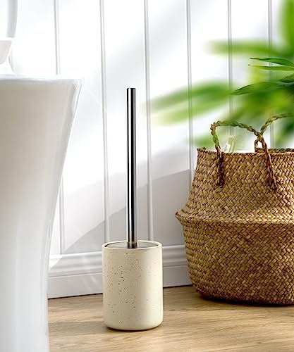 Ceramic Toilet Brush and Holder Set, Toilet Bowl Cleaner Brush - color: Sand