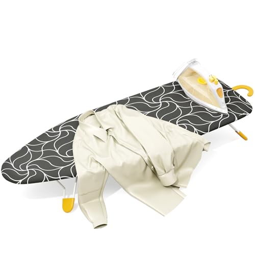 Small Ironing Board Tabletop 38x12”, Metal Mesh Panel, for Dorm Apartment - color: Black