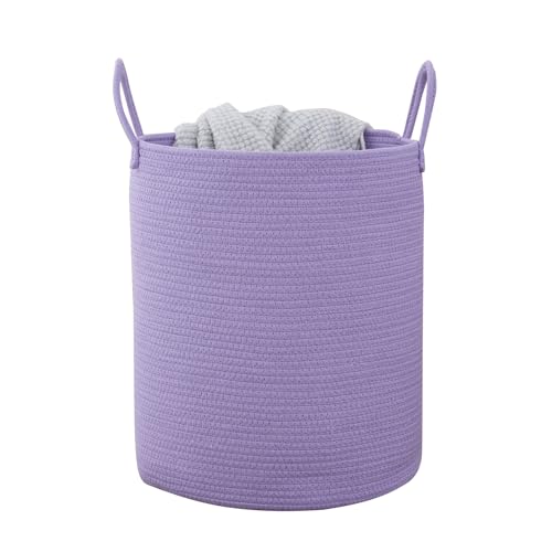 Woven Laundry Basket, Nursery Hamper, 15x15x18 Inch, Purple - color: Purple