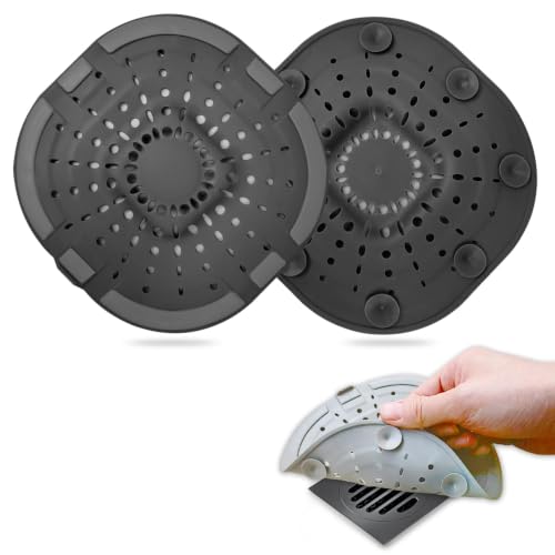 Bovinde Hair Drain Catcher,Square Cover for Shower 2 Pack (Black Brown) - color: Black Brown