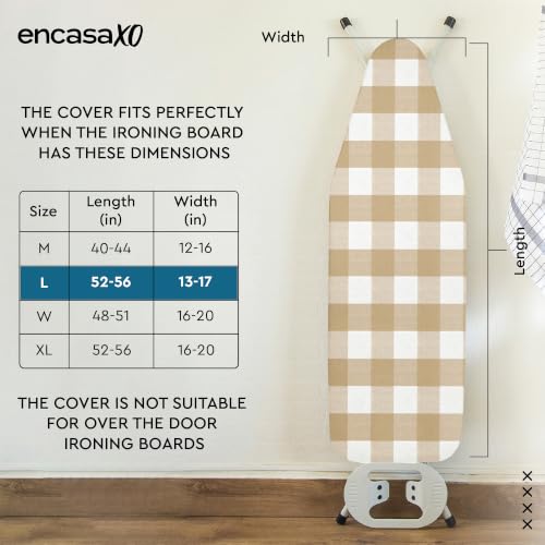 Encasa XO Ironing Board Cover and Pad, Thick Felt 54"x15" - color: Buffalo Beige, size: Large