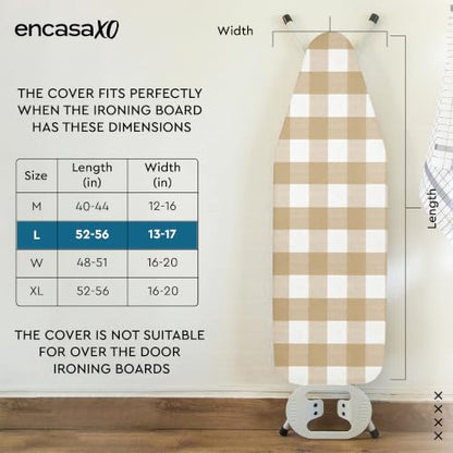 Encasa XO Ironing Board Cover and Pad, Large, 54"x15" - Beige - color: Buffalo Beige, size: Large