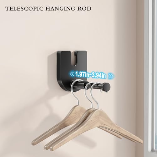 CICUFY Retractable Clothesline Indoor, Non-Sagging Clothes Line Outdoors,13.8 Ft Heavy Duty Clothesline with Telescopic Hanging Rod, Wall Mounted Space-Saving Laundry Line (Black) - color: Black