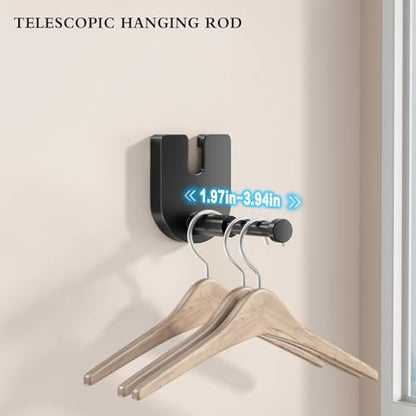 CICUFY Retractable Clothesline Indoor, Non-Sagging Clothes Line Outdoors,13.8 Ft Heavy Duty Clothesline with Telescopic Hanging Rod, Wall Mounted Space-Saving Laundry Line (Black) - color: Black