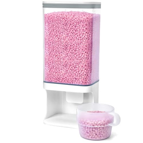 Conworld Laundry Detergent Dispenser, Wall Mounted Laundry Beads Dispenser for Scent Booster Beads, Stain Remover Powder, Bath Salts, Rice, Beans Grain and Dry Food, Laundry Scent Booster Container - color: Medium (52oz)-White