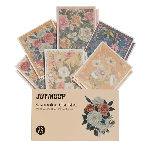 JOYMOOP 12 Pack Decorate Cleaning Cloth (Quiet Luxury of Decorative Series), Reusable Absorbent Dish Towels, Non-Scratch Washable Rags for Cookware, Kitchen and Household Cleaning - 6.7×7.9 inch - color: Quiet Luxury [12 Pcs]