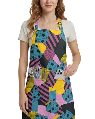 Women Apron, Cute Kitchen Aprons for Women, Girls - color: Colorful Patchwork