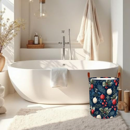 Laundry Basket 15.7x19.7 in Christmas Ornament Hamper for Bedroom - color: colorful0435