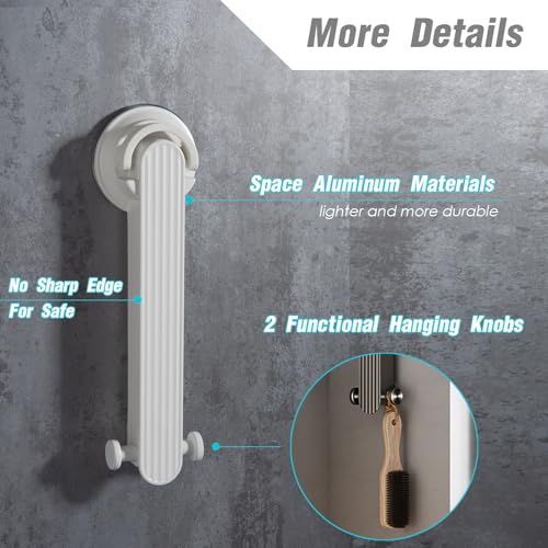 Foldaway Clothes Wall Mounted Drying Rack with Suction Cup,All Metal in Space Aluminum, Foldable, Retractable, Portable for Laundry (White) - color: White