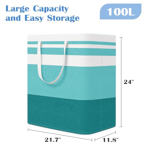 BlissTotes 3-Pack Laundry Basket, Collapsible Laundry Hamper, Green, 100L - color: Green, size: 100L