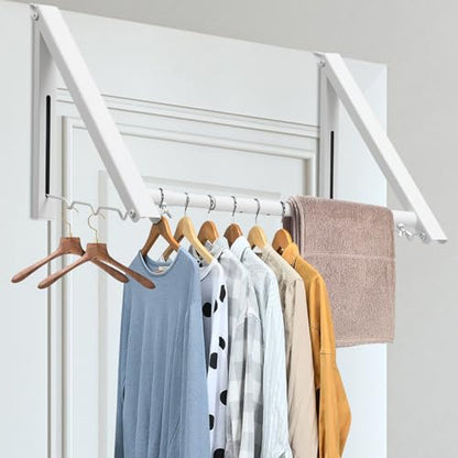 HOME RIGHT Over The Door Clothes Hanger,1.69 Inch Door Hook for Over The Door Drying Rack,Foldable Retractable Overdoor Hanger Hook for Bathroom,Laundry Room,Apartament and Bedroom