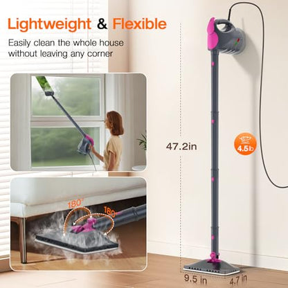 10-in-1 Steam Cleaner, Steam Mop with Detachable Handheld Steamer for Home - color: Mist Gray