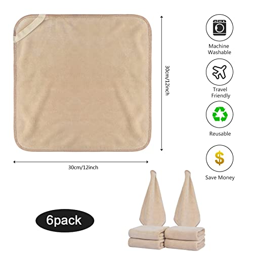 SINLAND Microfiber Facial Cloths Fast Drying Washcloth 12inch x 12inch (6pack, Cream) - color: Cream, size: 1 Count (Pack of 6)
