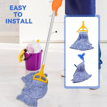 Commercial Heavy Duty Mop Heads Replacement for Rubbermaid: 9 Packs Industrial Wet Mop Head for Floor Cleaning - Commercial Products Looped End String Head Refills - color: 9 Count-blue