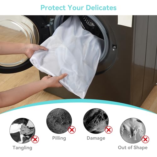 OTraki Medium Mesh Laundry Bags 20x24 inch Zipper Lingerie Bags for Washing Delicates Laundry Mesh Bag Machine Washable for Travel Dorm Hotel Camp, Don't Drying, Melting 140-176℉ White - size: 20 x 24 inch
