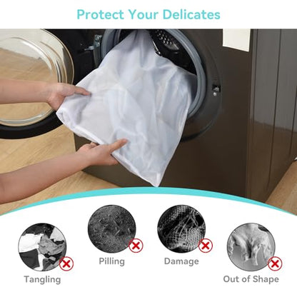 OTraki Medium Mesh Laundry Bags 20x24 inch Zipper Lingerie Bags for Washing Delicates Laundry Mesh Bag Machine Washable for Travel Dorm Hotel Camp, Don't Drying, Melting 140-176℉ White - size: 20 x 24 inch