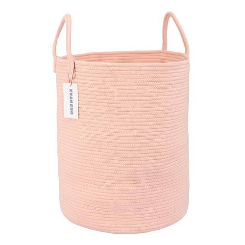 XUANGUO Cotton Rope Laundry Basket Hamper for Clothes, coral pink - color: coral pink, size: Regular