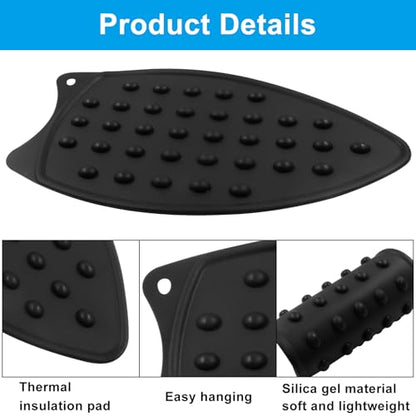 Silicone Iron Rest Pads Mat, Black, 2 Pcs - color: Black
