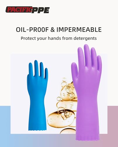 PACIFIC PPE 2 Pairs Cleaning Gloves, Cotton Liner, Purple+Blue, Small - color: Purple+blue, size: Small (Pack of 2)