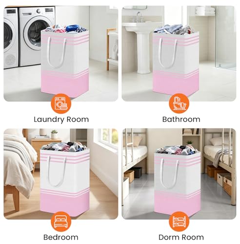 TranquilRelax 3-Pack Laundry Basket, Laundry Hamper, Pink-88L - color: Pink, size: 88L