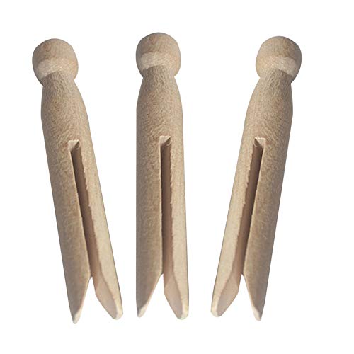 Round Wooden Clothespins, 12pcs Durable Wood Clips Dolly Style Traditional Heritage Clothes Peg Old Fashioned for Outdoor Clothesline Home Kitchen Travel DIY Projects