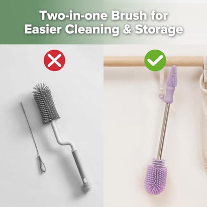 Haakaa Silicone Cleaning Brush for Baby Bottles & Crevices, Lavender,1PK - color: Lavender, size: 1 Piece Set