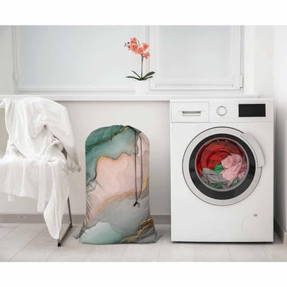 Swono Gold Abstract Marble Laundry Bag with Drawstring Straps, Heavy Duty Extra Large Laundry Bags for Laundromat and Household, Alcohol Ink Splash Liquid Washable Dirty Clothes Organizer, Easy Fits - color: Gold Abstract Marble
