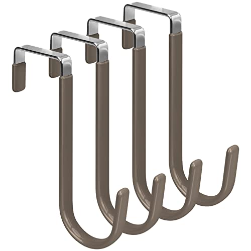 FYY Over the Door Hooks, Single-Hanger 4 Pack, Fits Doors 1 3/8" Brown - color: A Brown, size: Short, style: 4 Pack
