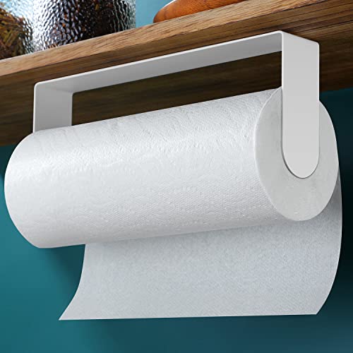 ZUNTO Paper Towel Holder Under Cabinet - Paper Towel Rack for Kitchen, Adhesive Paper Towel Holder SUS304 Stainless Steel(White) - color: White/Under Cabinet