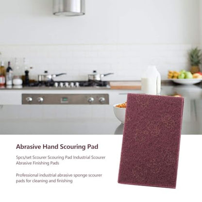 Heavy Duty Scouring Pads, Durable Professional 5pcs Set, Industrial Sponge Scourers, Abrasive Red Cleaning Pads for Home Kitchens, Restaurants, BBQ Enthusiasts, Oven Grates, Cookwa - color: Red