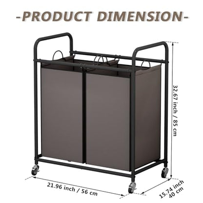 SUOERNUO Laundry Hamper with Lockable Wheels and 2 Removable Bags - color: Brown