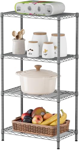 SINGAYE 4 Metal Shelves Wire Shelving Storage Shelf Adjustable Unit Pantry - color: Grey, size: 4 Tier 14"Dx24"Wx48"H