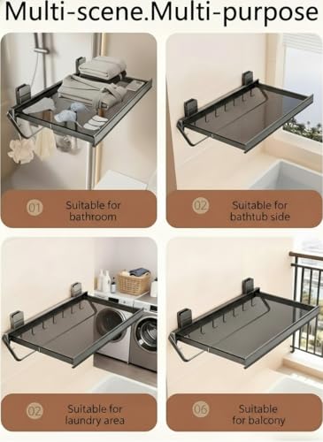 Indoor Clothes Drying Rack Foldable,Wall Mounted Retractable - color: Gray