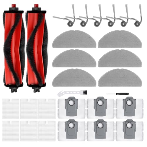 Q7 M5 plus Replacement Parts Accessories for Roborock Q7 M5+, Q7 L5+ Series Robot Vacuum Kit, 2 Main Brush, 6 Hepa Filter, 6 Mop Pads, 6 Side Brush, 6 Dust Bags,1 Screwdriver, 1 Clean Tool - size: 28 Pcs for Roborock Q7 M5+