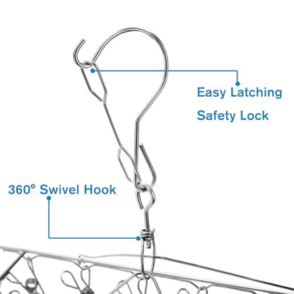 Tosnail 4 Pack Stainless Steel Clip and Drip Hangers with 30 Clips, Clothes Drying Rack Laundry Accessories