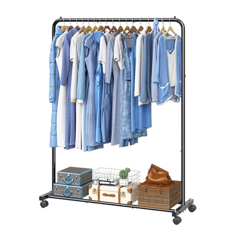 Simple Trending Clothing Rack, Portable Garment Rack, Clothes Rack, Black - color: Black, size: 14.75"D x 43.5"W x 54.25"H